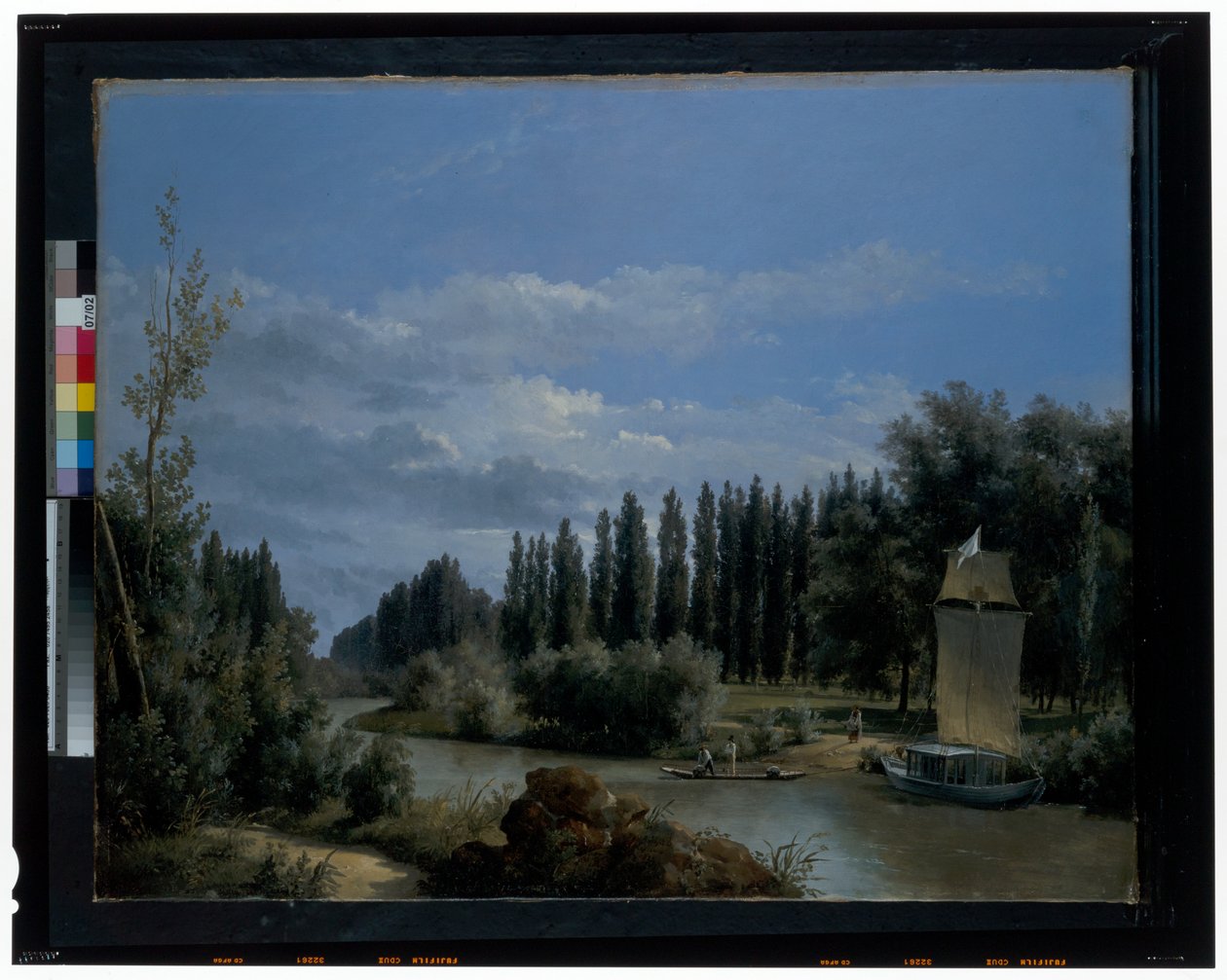 Vue du cours du petit bras de la Seine à travers le parc de Neuilly - Leopold Leprince
