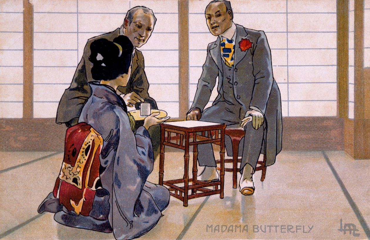 Carte postale créée pour la première de "Madame Butterfly", à Brescia - Leopoldo Metlicovitz