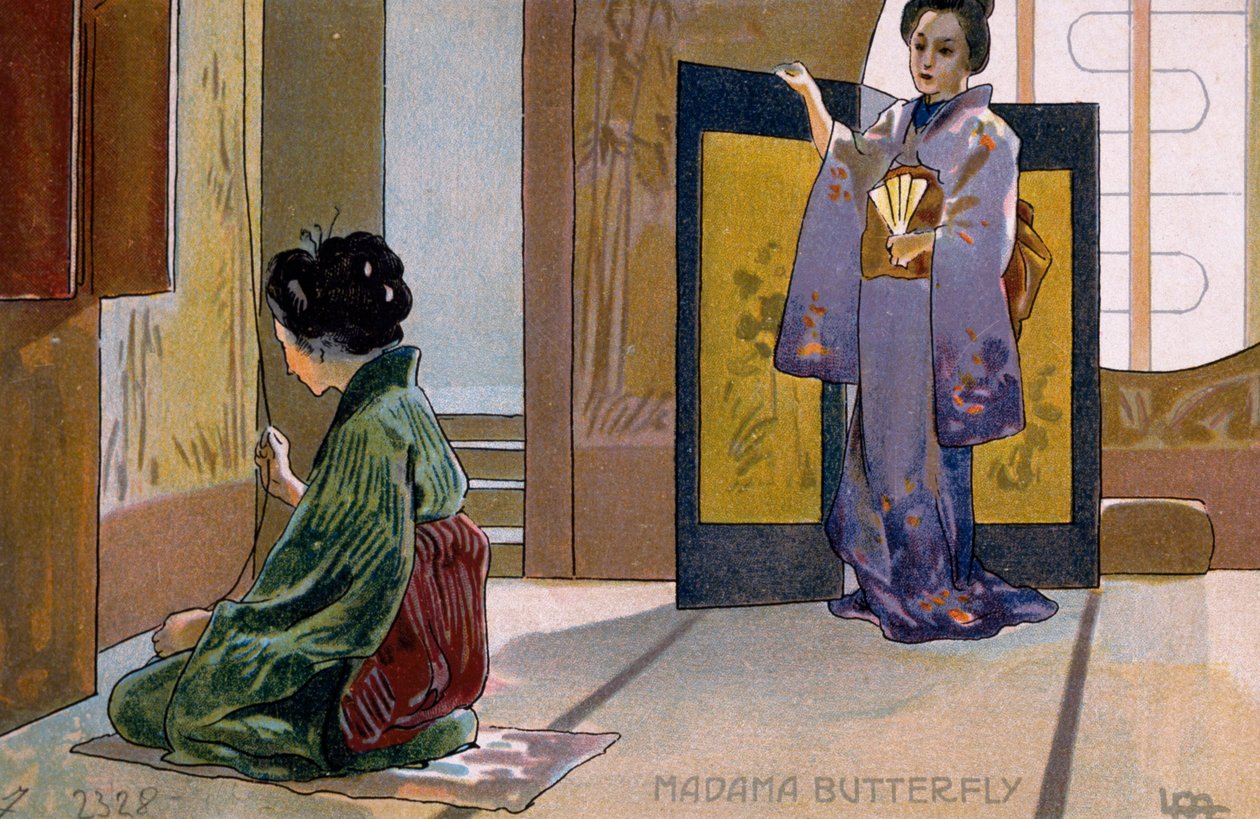 Carte postale créée pour la première de "Madame Butterfly", à Brescia - Leopoldo Metlicovitz