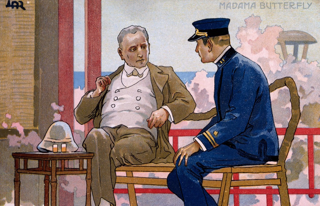 Carte postale créée pour la première de "Madame Butterfly", à Brescia - Leopoldo Metlicovitz
