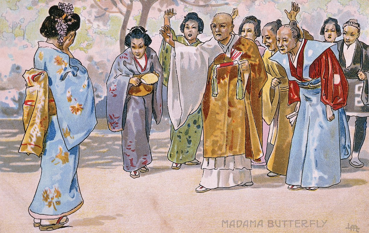 Carte postale créée pour la première de "Madame Butterfly", à Brescia - Leopoldo Metlicovitz