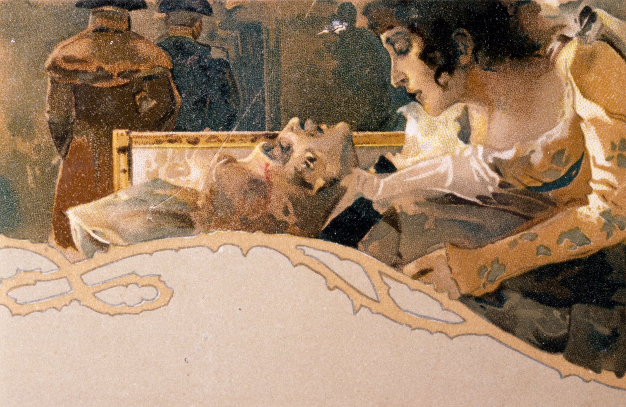 Carte postale illustrée par Leopoldo Metlicovitz (1868-1944) représentant des scènes de Tosca, opéra de Giacomo Puccini (1858-1924) - Leopoldo Metlicovitz