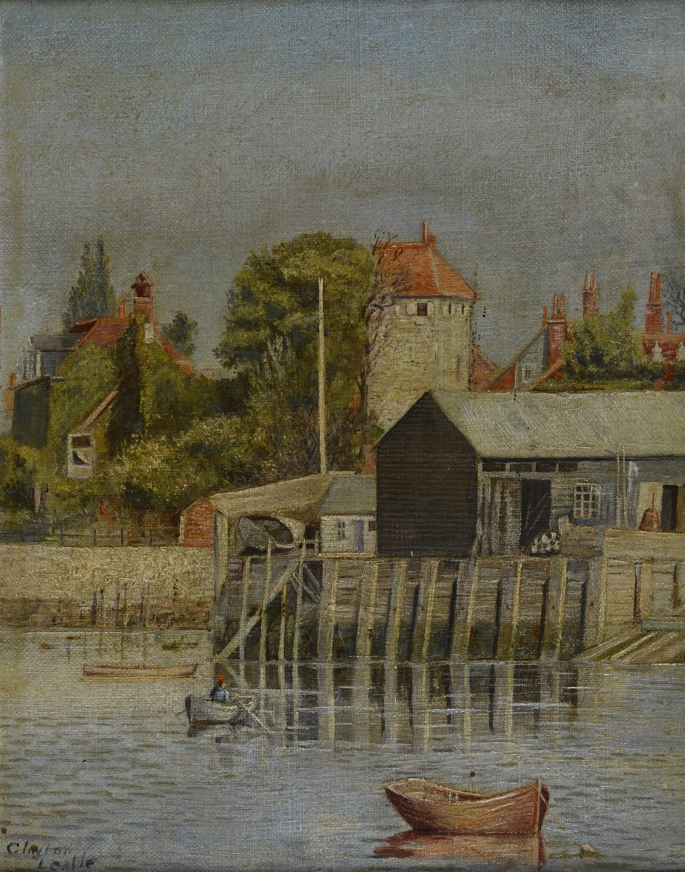 Un canal avec chantier naval, 1884 - Leslie Clayton
