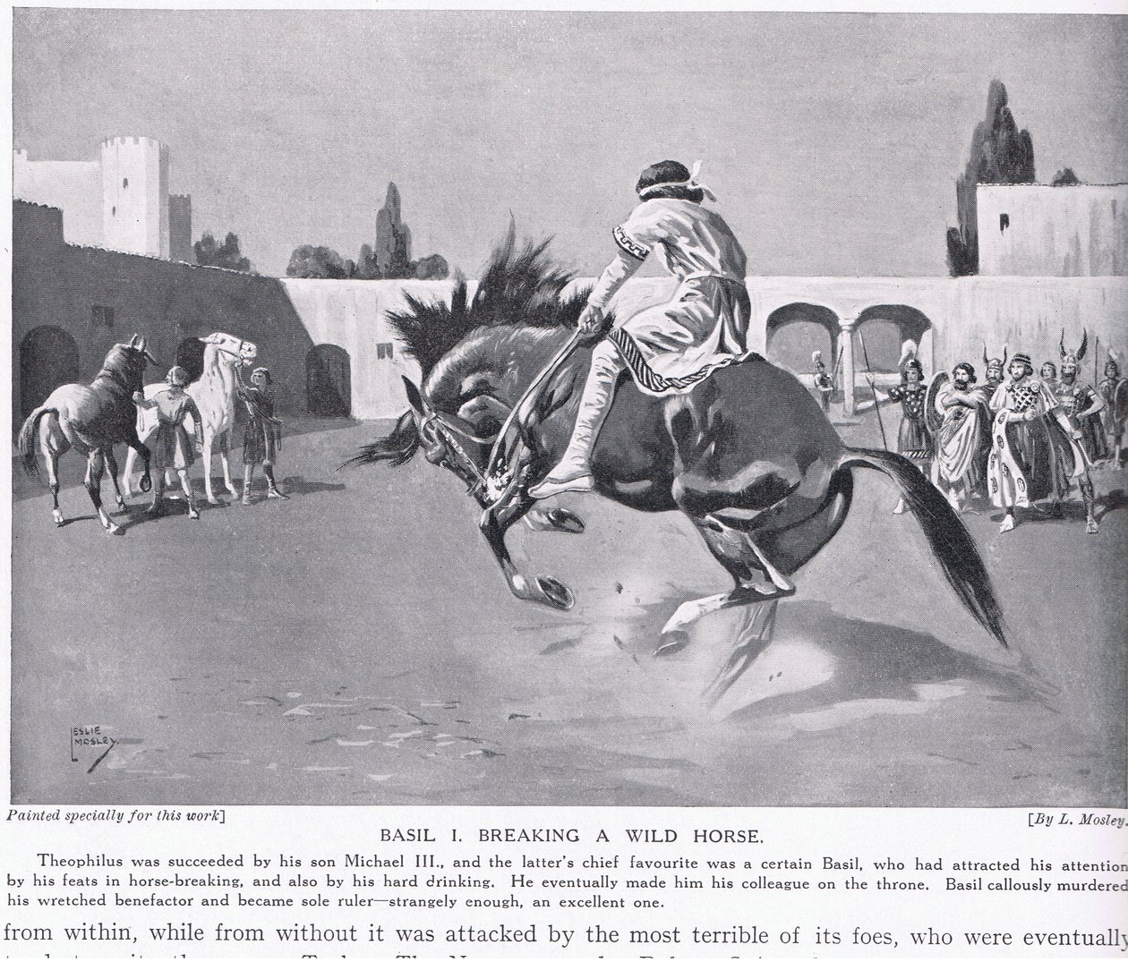 Basile I, domptant un cheval sauvage - Leslie Mosley