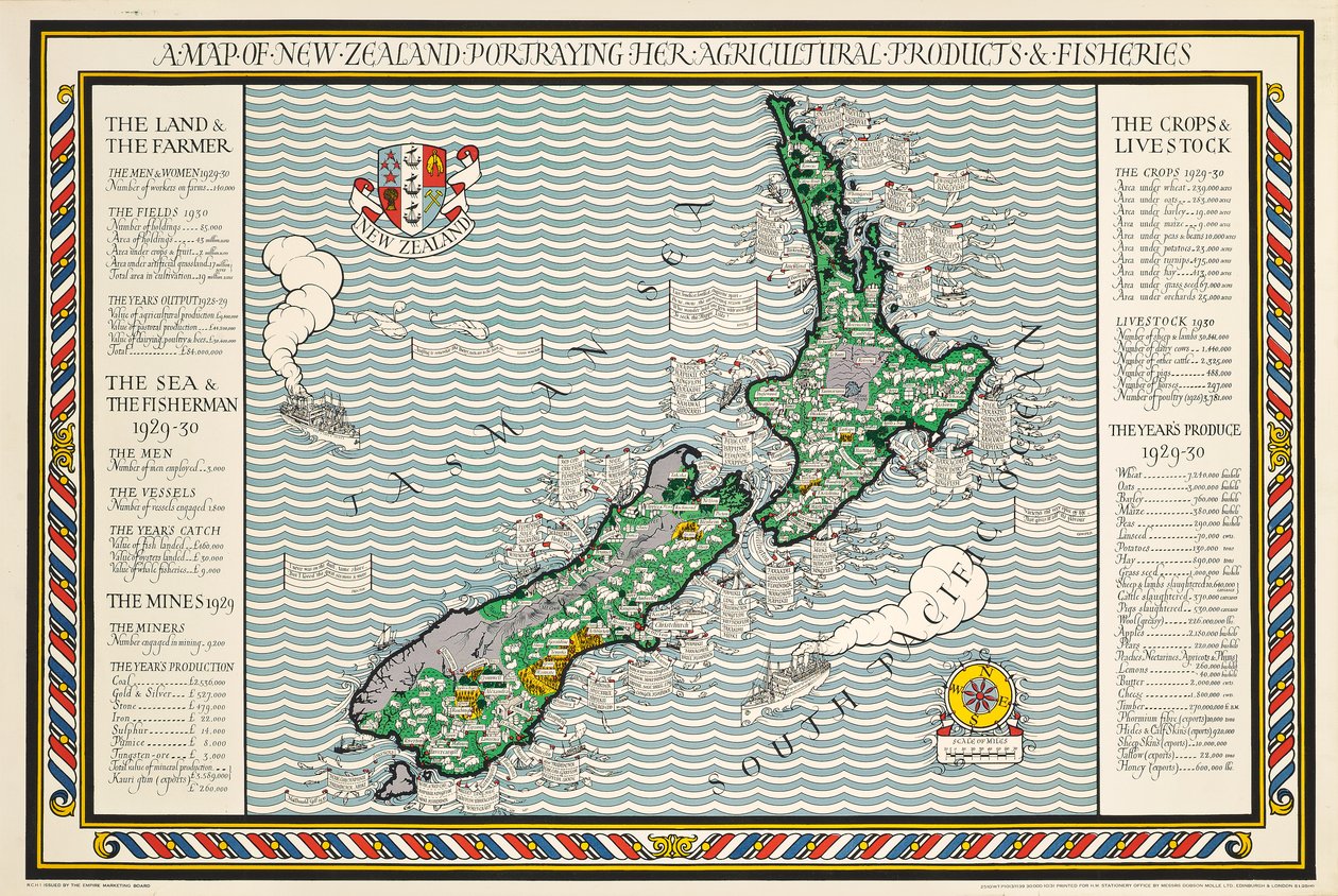 Carte de la Nouvelle-Zélande - Leslie MacDonald Gill