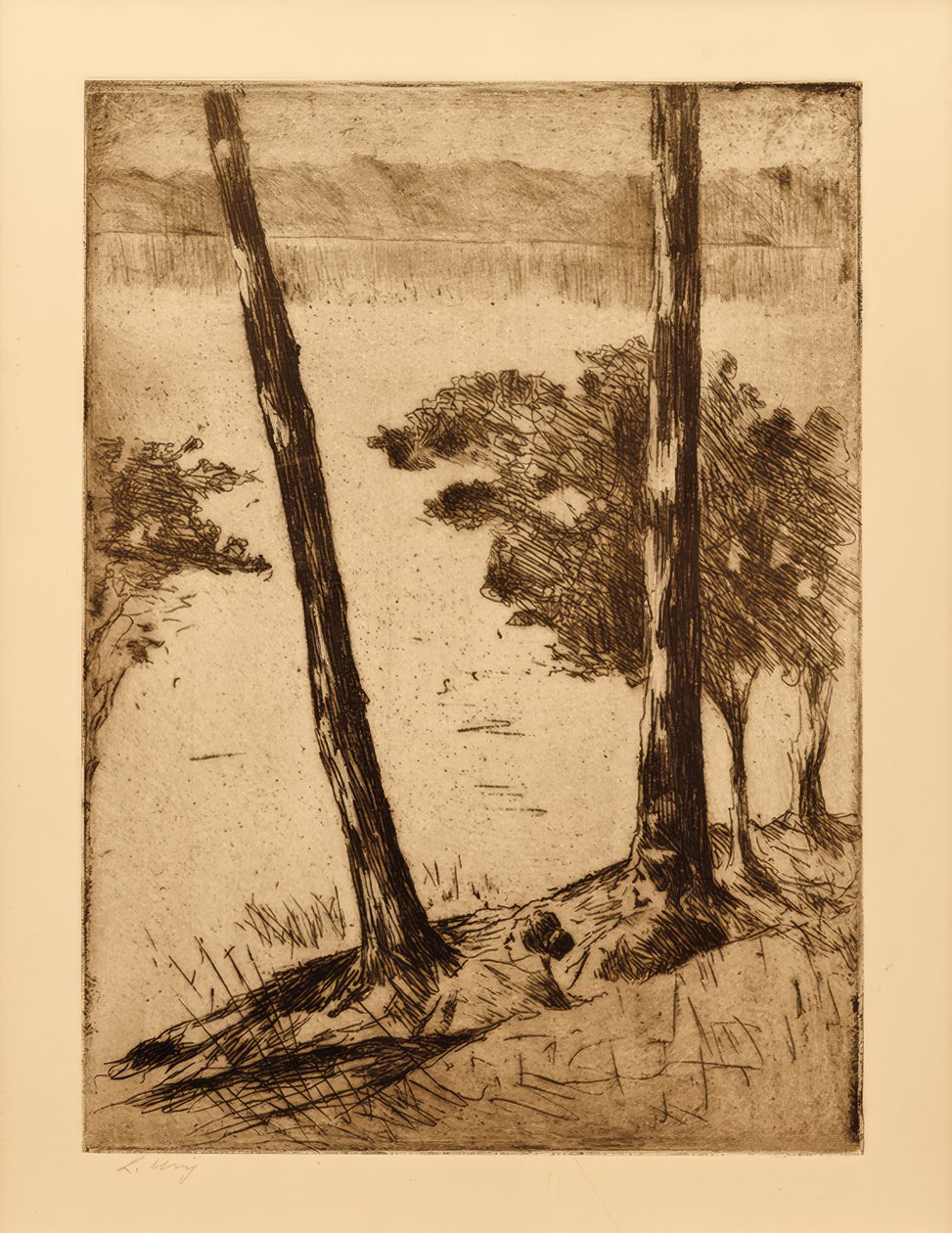 Couple assis au bord de la Havel - Lesser Ury