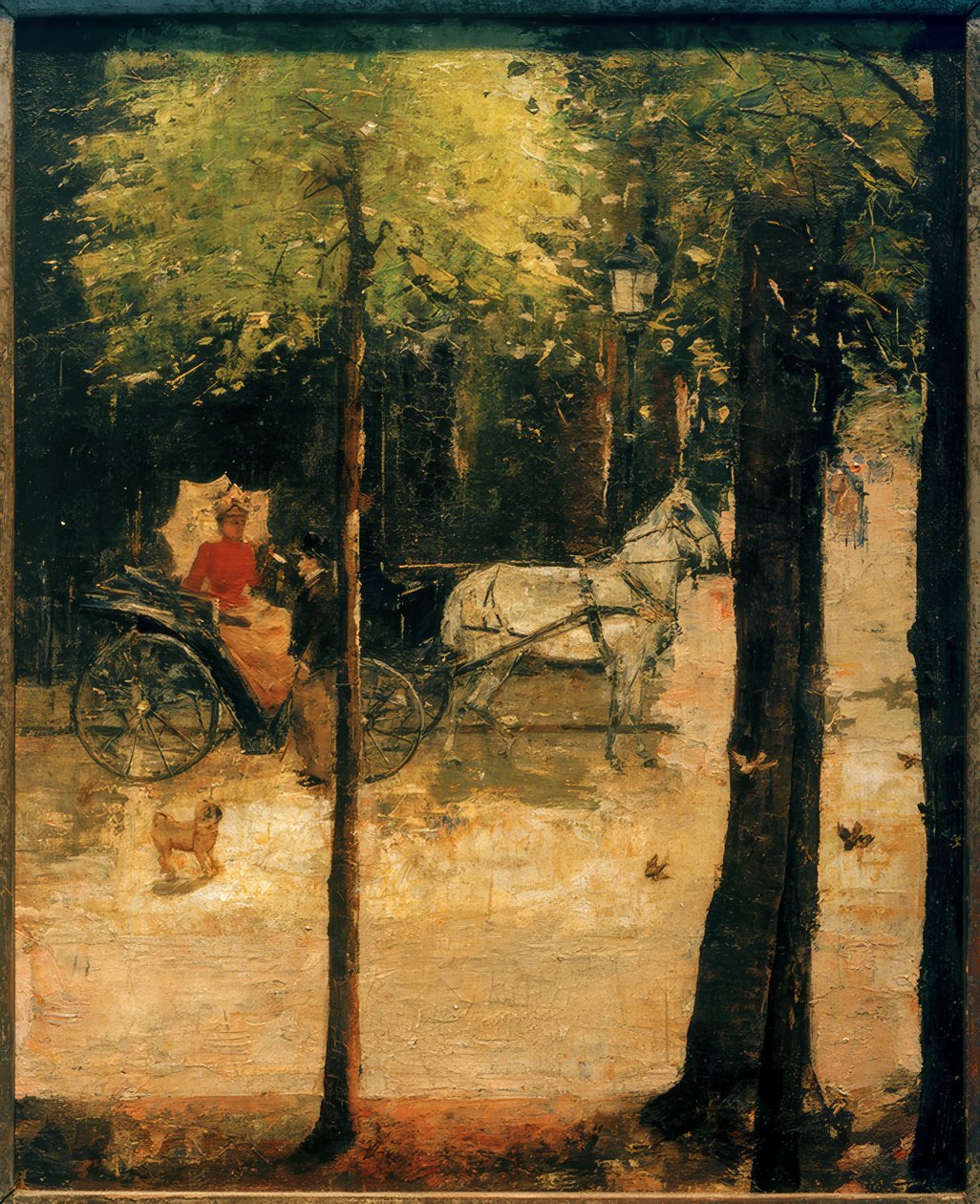 Printemps au Tiergarten (Dame en calèche) - Lesser Ury