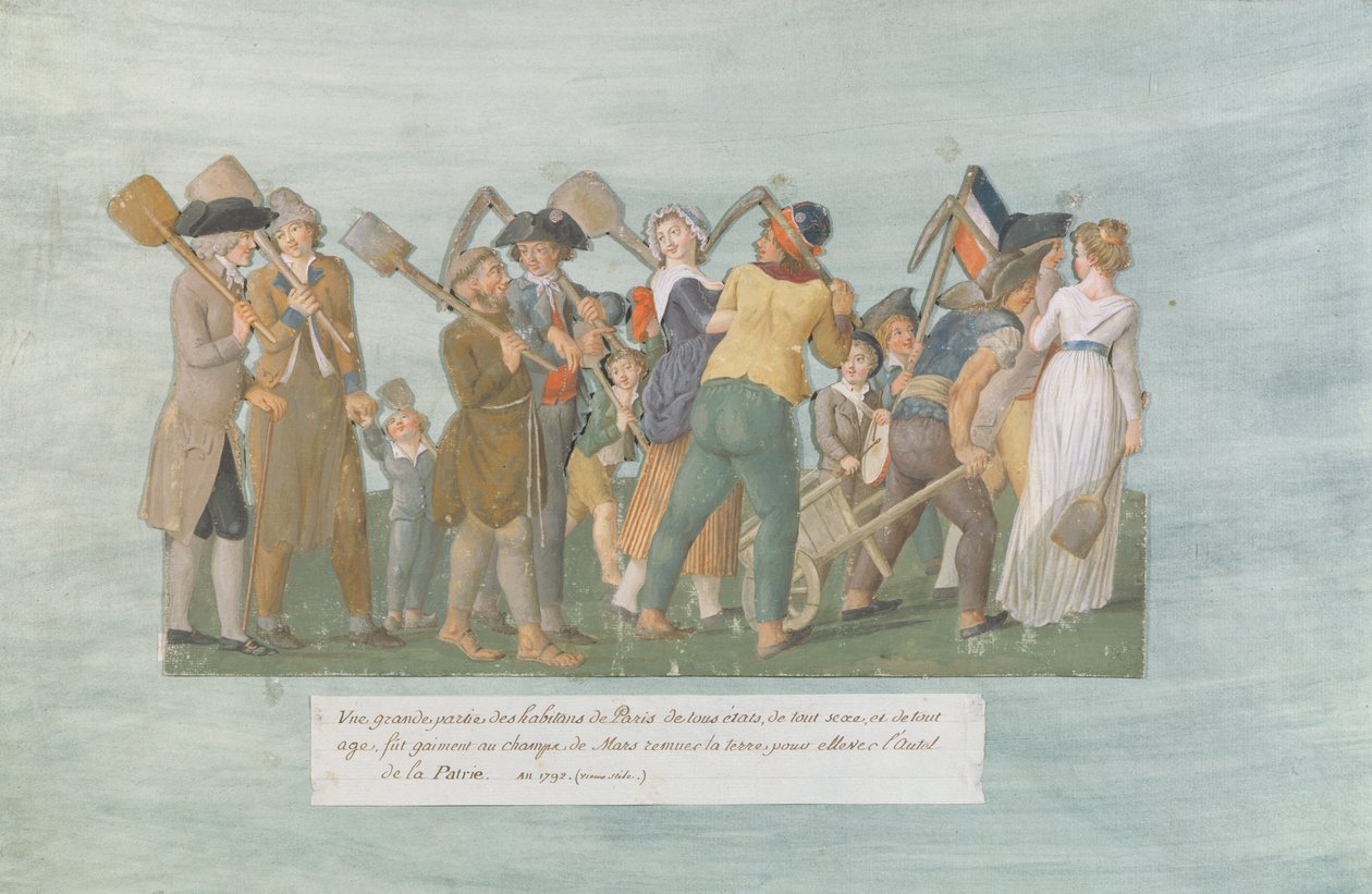 Fol.31 Les Parisiens se rendant au Champ de Mars, 1792 (gouache sur carton) - Lesueur Brothers
