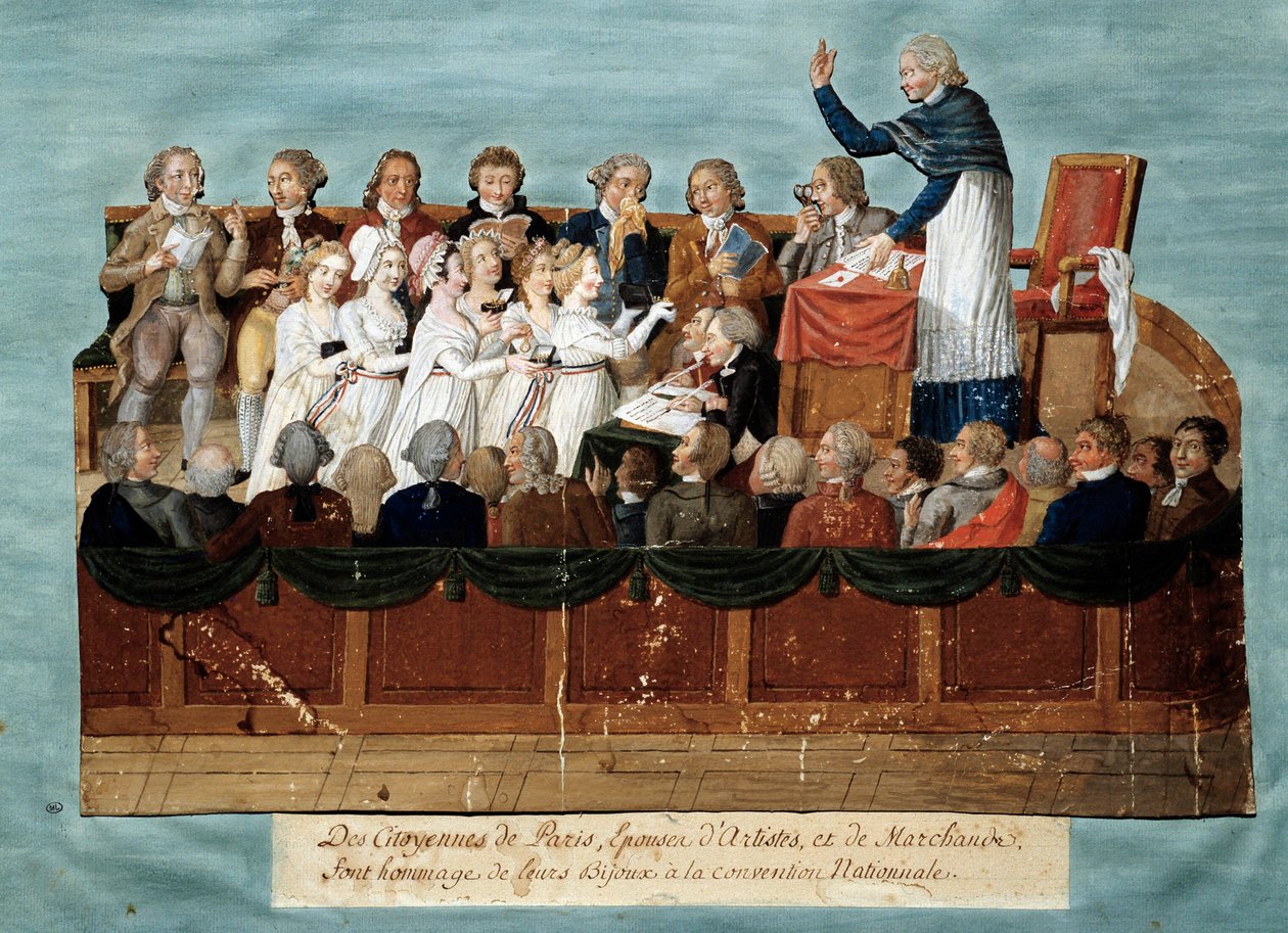 Révolution française : les citoyens de Paris offrant leurs bijoux à la Convention nationale. Illustration des frères Lesueur. Musée Carnavalet, Paris - Lesueur Brothers