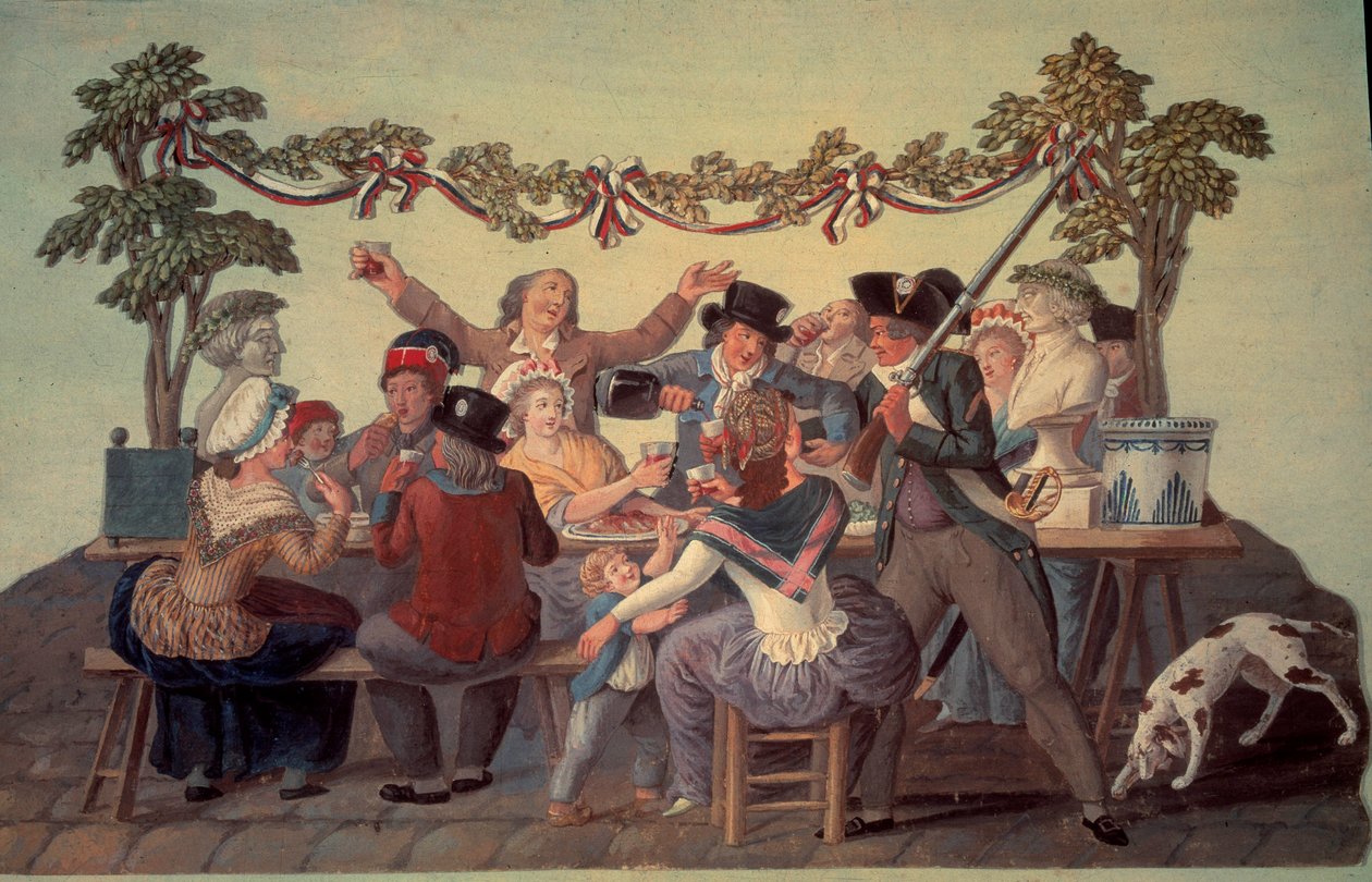 Révolution française de 1789 : Le Repas républicain. Gouache des frères Lesueur (XVIIIe siècle) - Lesueur Brothers