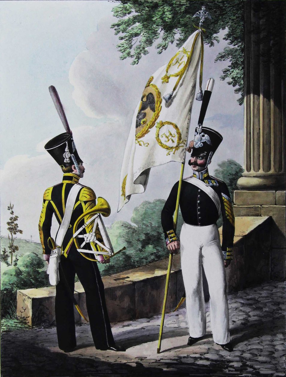 Porte-épée-Praporshchik et Corniste du Bataillon de la Garde, 1829 - Lev Alexandrovich Belousov