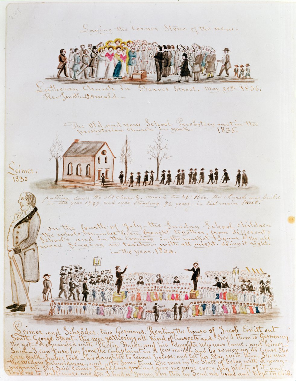 Trois croquis représentant des scènes religieuses en Amérique - Lewis Miller