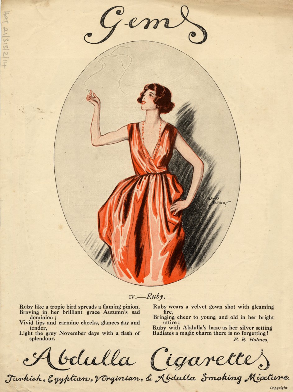 Cigarettes Abdulla, années 1920 - Lewis Baumer