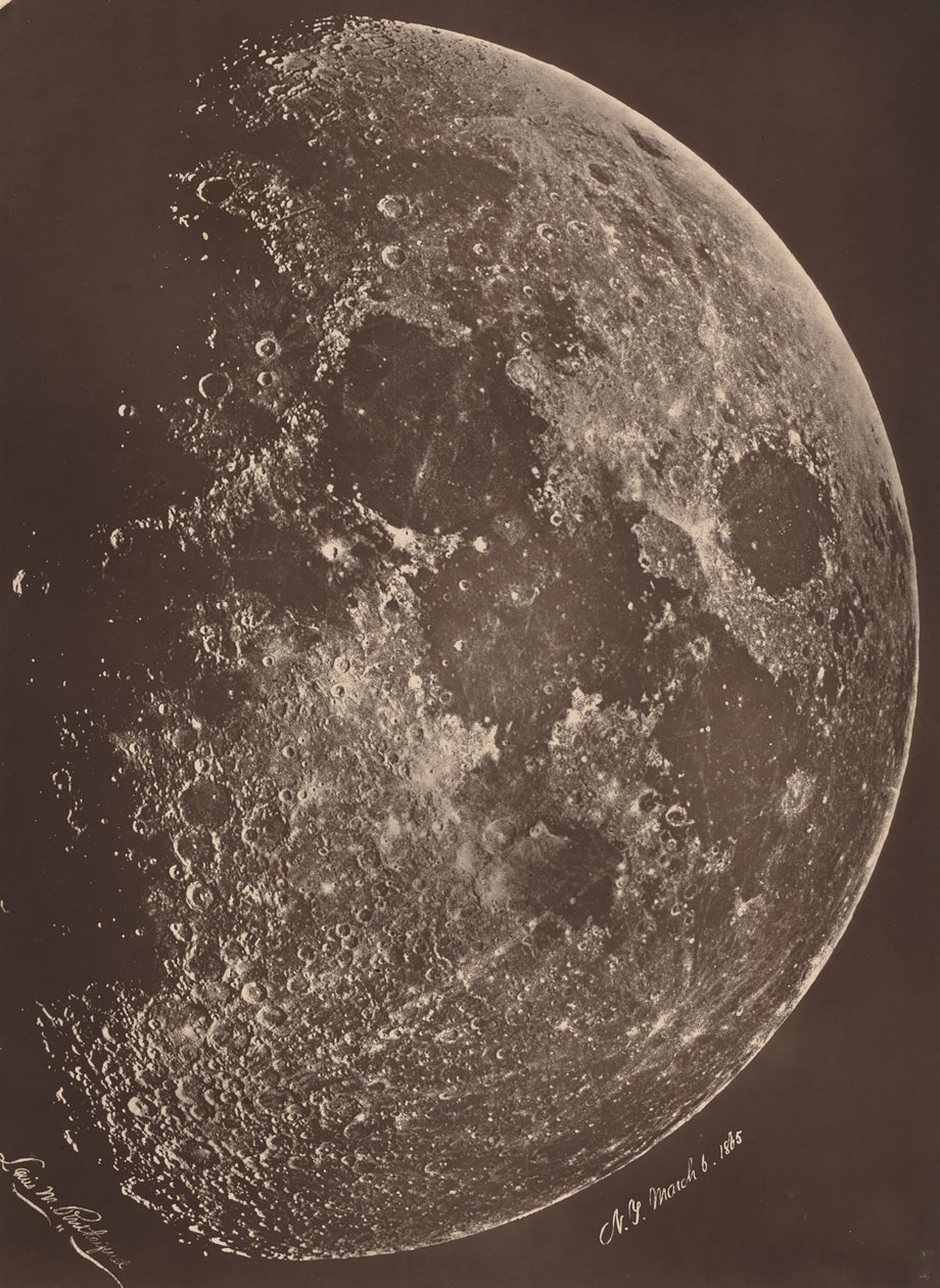 Photographie de la lune a son 1er Quartier,March 6 - Lewis Morris Rutherfurd