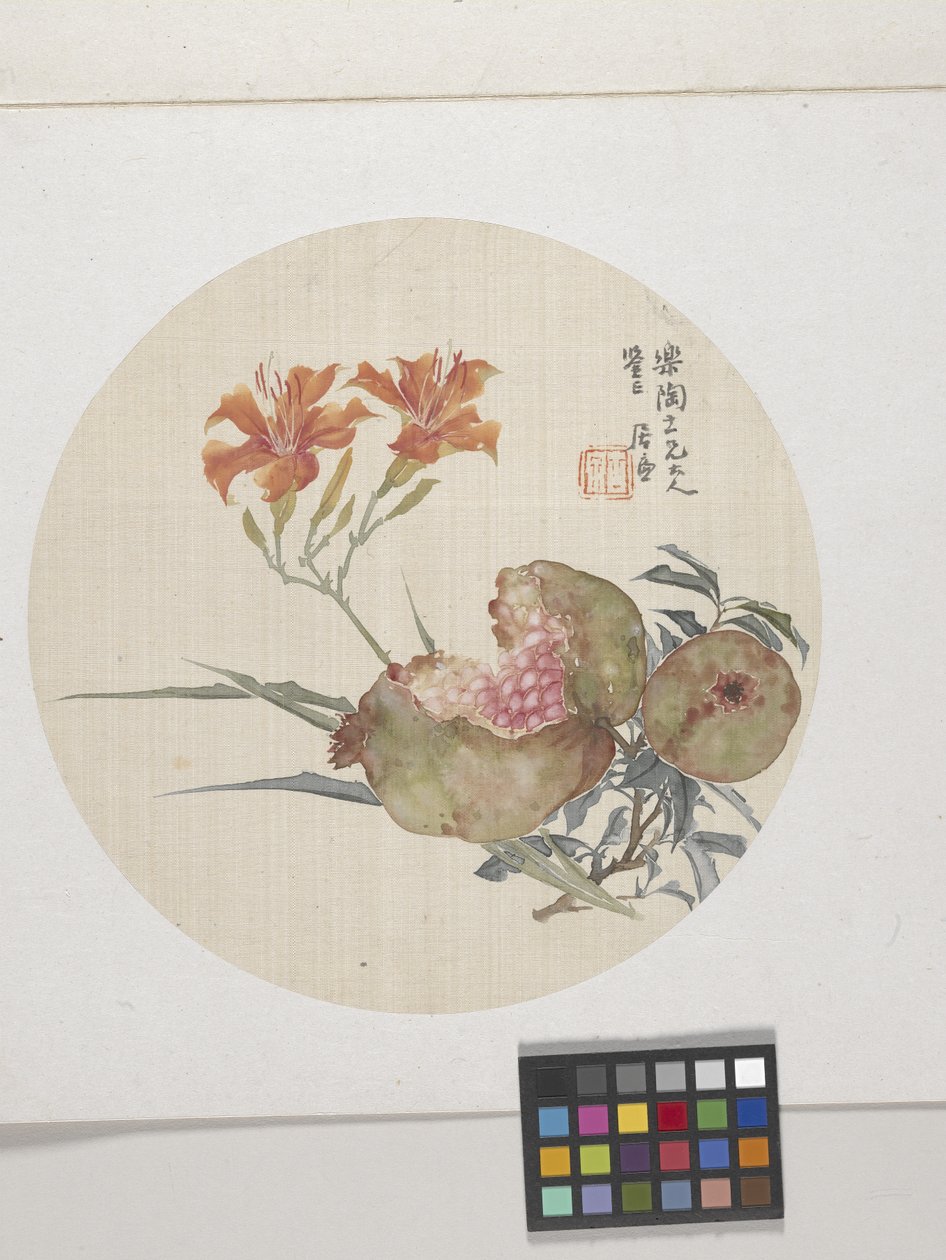 Grenade et Lys du jour, vers 1850-1904 (encre et couleurs sur papier) - Lian Ju