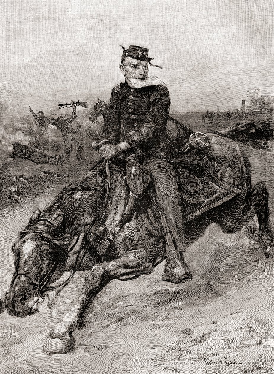 Un messager à cheval pendant la guerre civile américaine, du Century Magazine, publié en 1887 (gravure) - Unbekannt Unbekannt