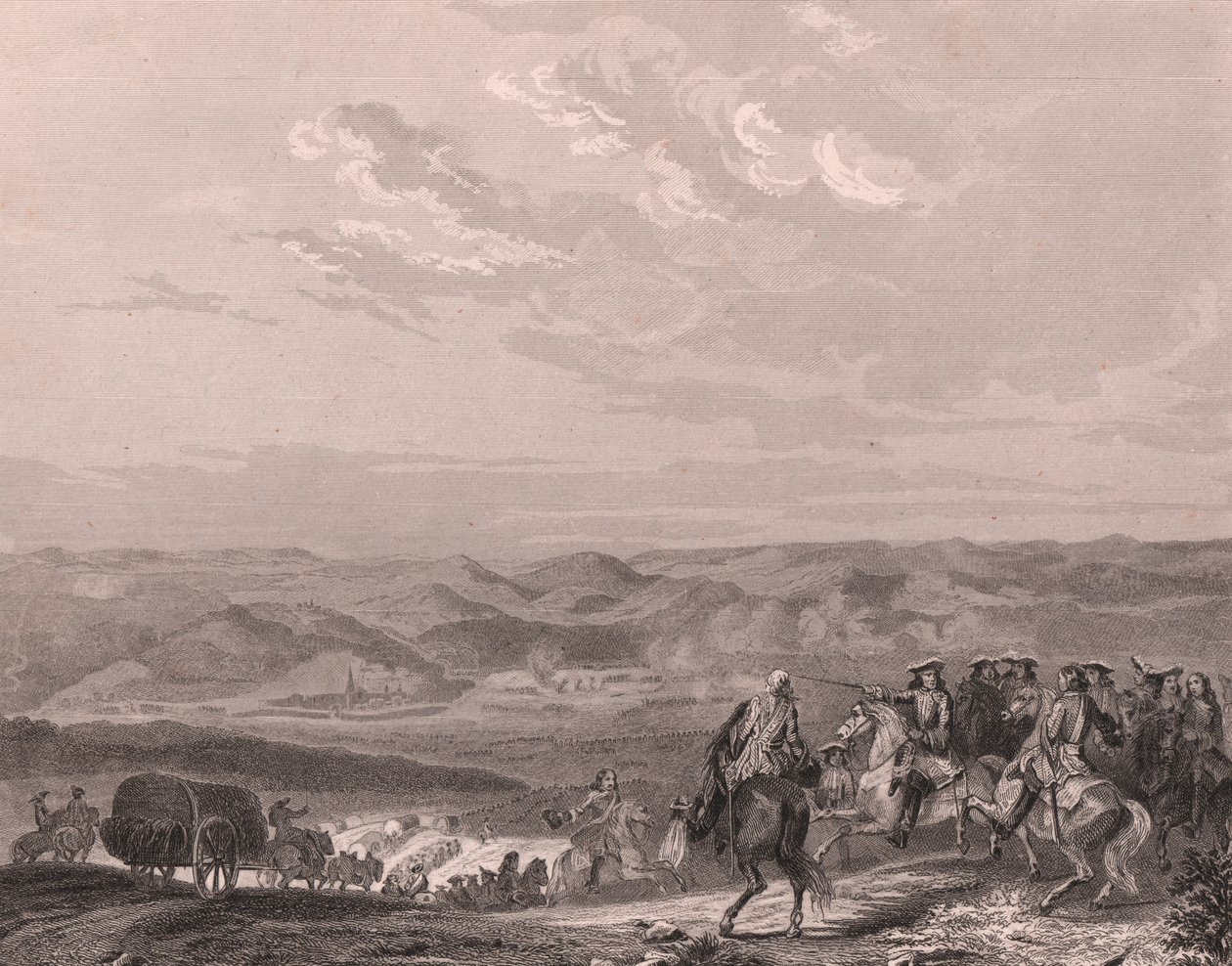 Bataille de Fribourg, Allemagne, août 1644, guerre de Trente Ans, gravure sur acier sur papier de Chine - Unbekannt Unbekannt