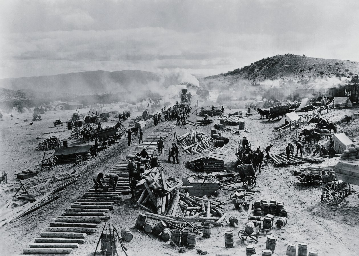 Construction de la ligne de chemin de fer dans les territoires de l