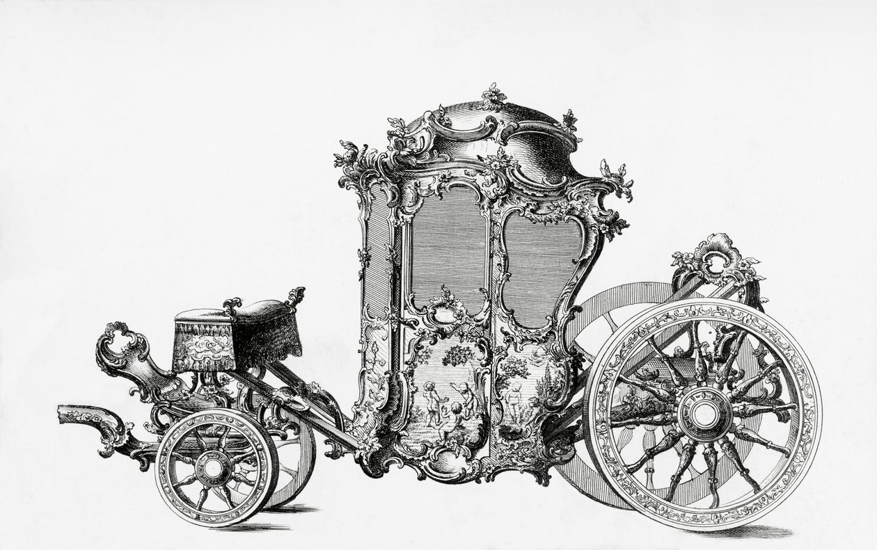 Conception pour un carrosse rococo, gravure - Unbekannt Unbekannt