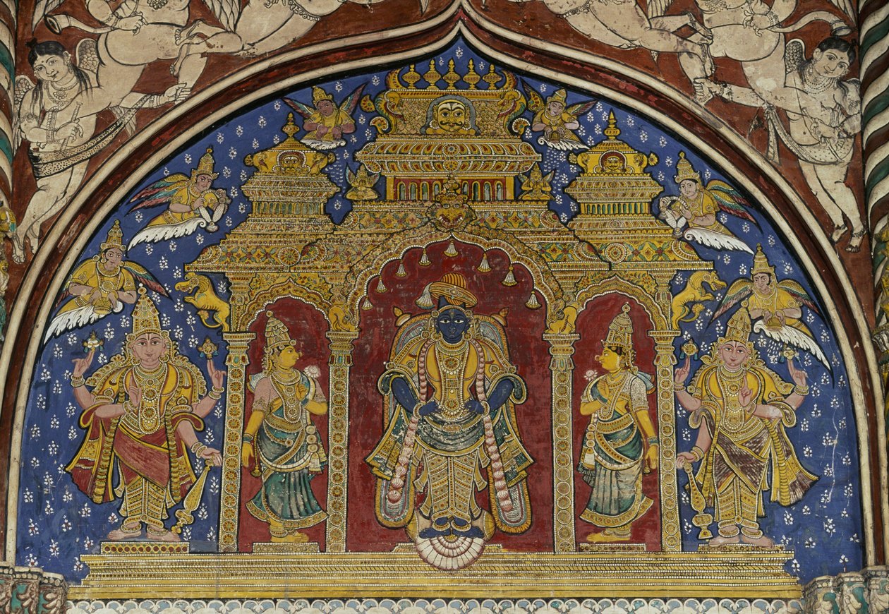 Fresque représentant Vishnu, palais Maratha de Thanjavur, Tamil Nadu, Inde - Unbekannt Unbekannt