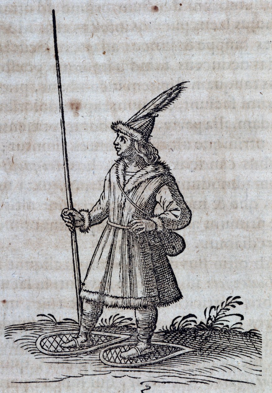 Habitant du Canada (France Canadienne) avec des raquettes, illustration de Description de la Nouvelle France - Unbekannt Unbekannt