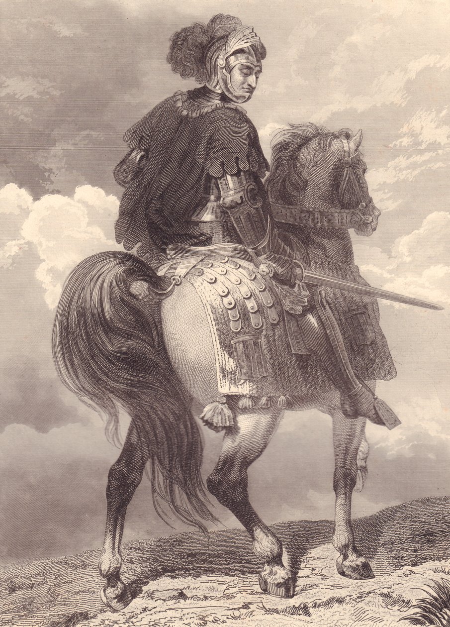 Portrait du chef militaire et politicien italien Gian Giacomo Trivulzio (1440-1518), gravure, 22x16 cm, de la Galerie Historique de Versailles, Histoire de France, Charles Gavard éditeur, Paris, vers 1840 - Unbekannt Unbekannt