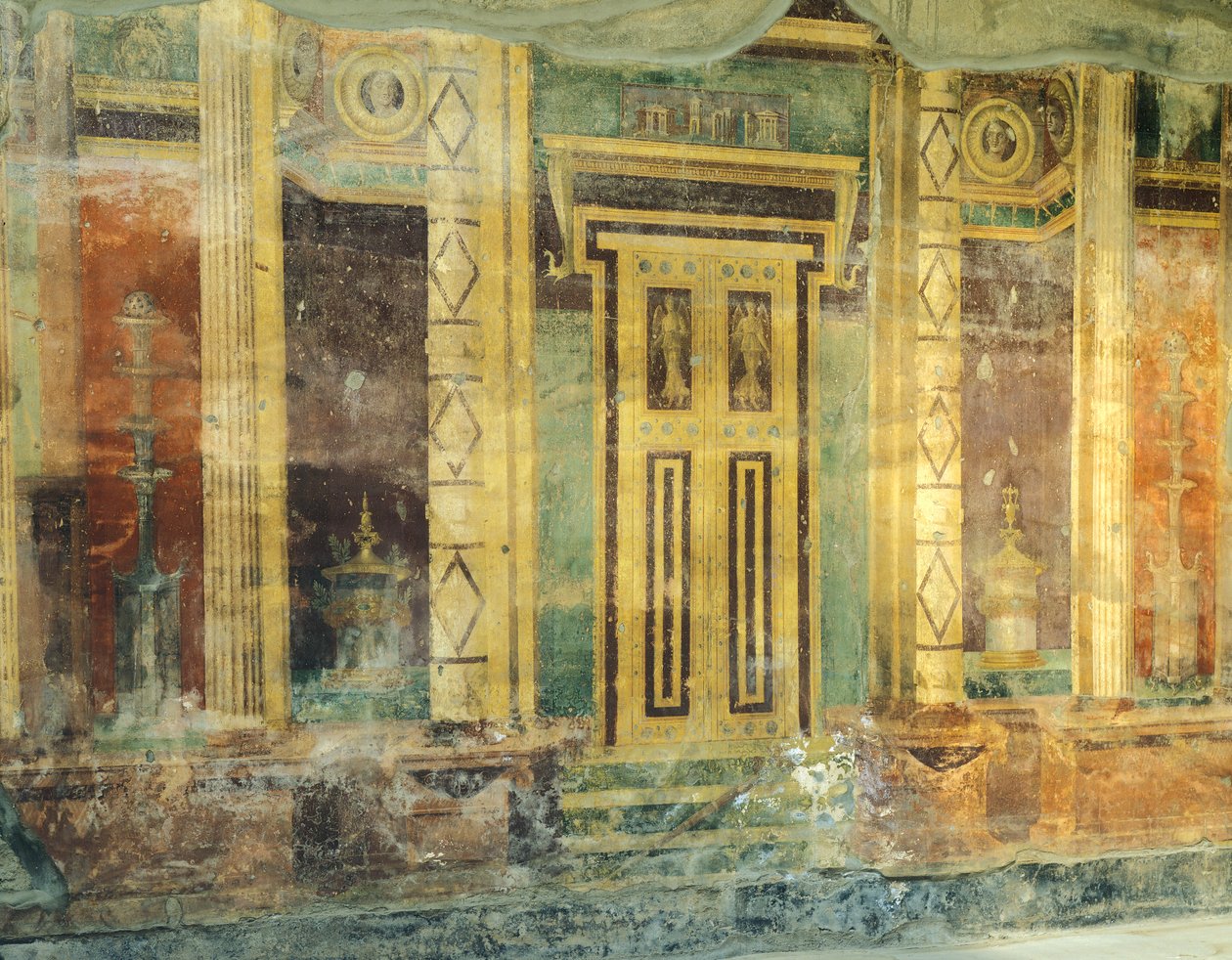 Italie, Campanie, Oplontis, Villa romaine de Poppée, Grande Salle, Fresque avec colonnes en Second Style Pompéien - Unbekannt Unbekannt