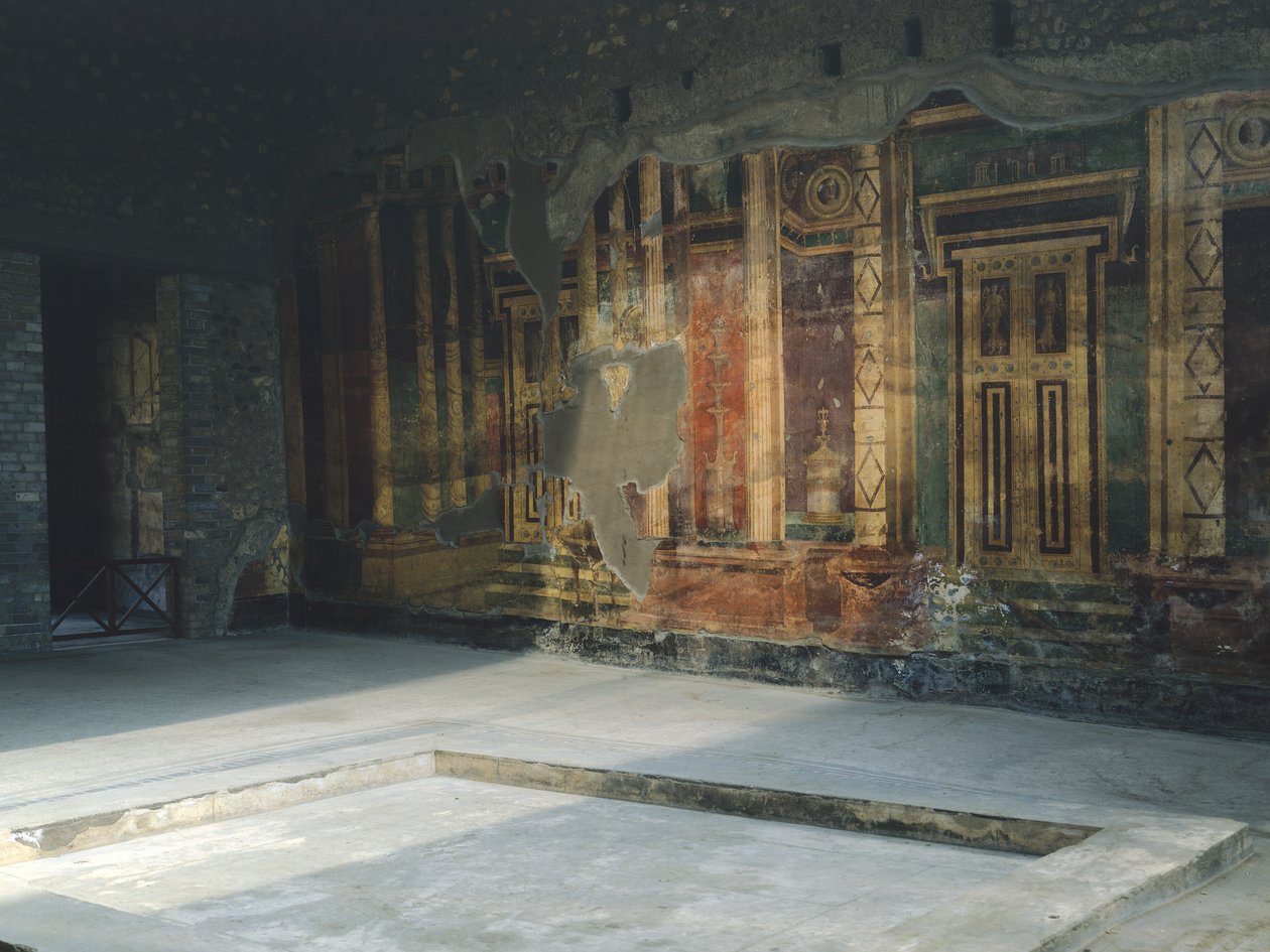 Italie, Campanie, Oplontis, Villa romaine de Poppée, Fresques avec motifs architecturaux en Second Style Pompéien - Unbekannt Unbekannt