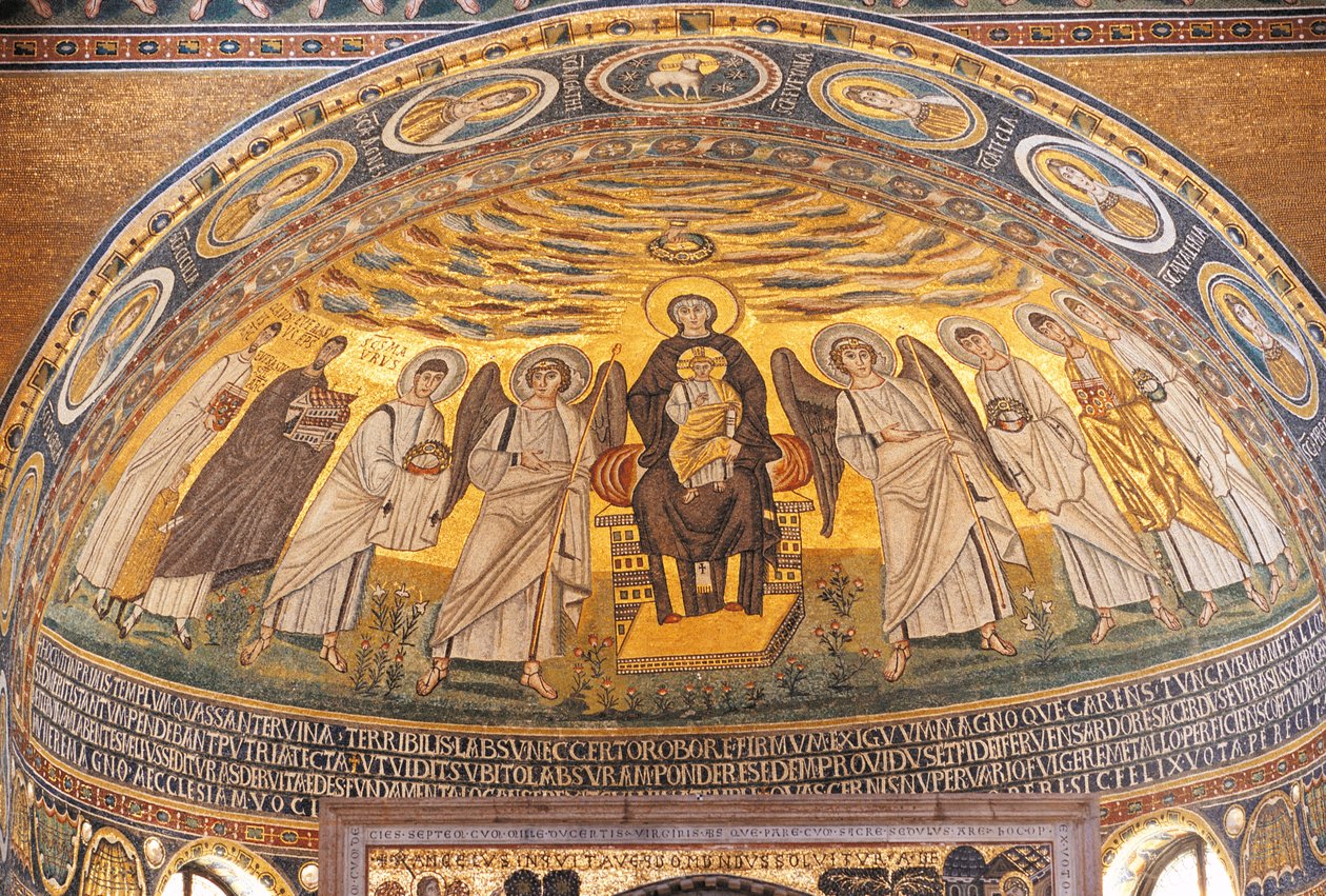 Madone et Enfant entre anges et saints, mosaïque dans l