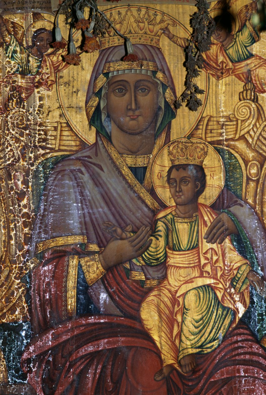 Madone et Enfant, peinture dorée, église byzantine d