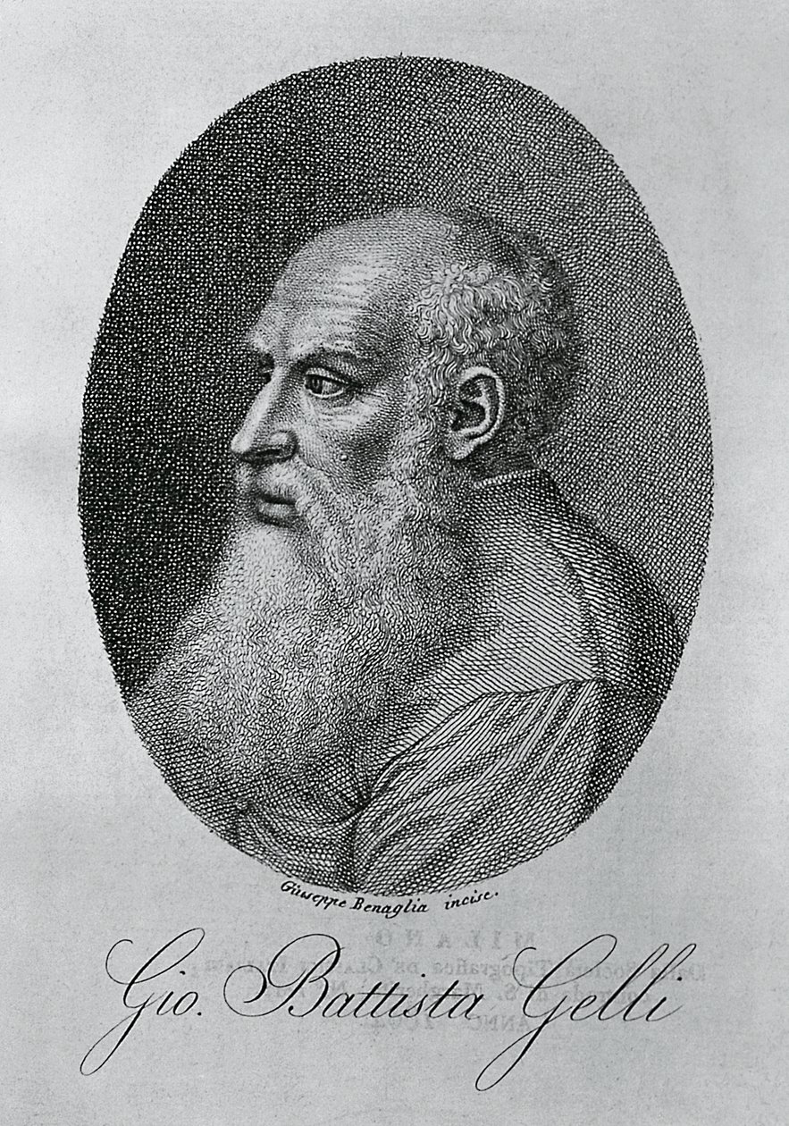 Portrait de Giovan Battista Gelli (1498-1563), philosophe, écrivain et érudit italien, gravure de Giuseppe Benaglia (vers 1796-vers 1830) - Unbekannt Unbekannt