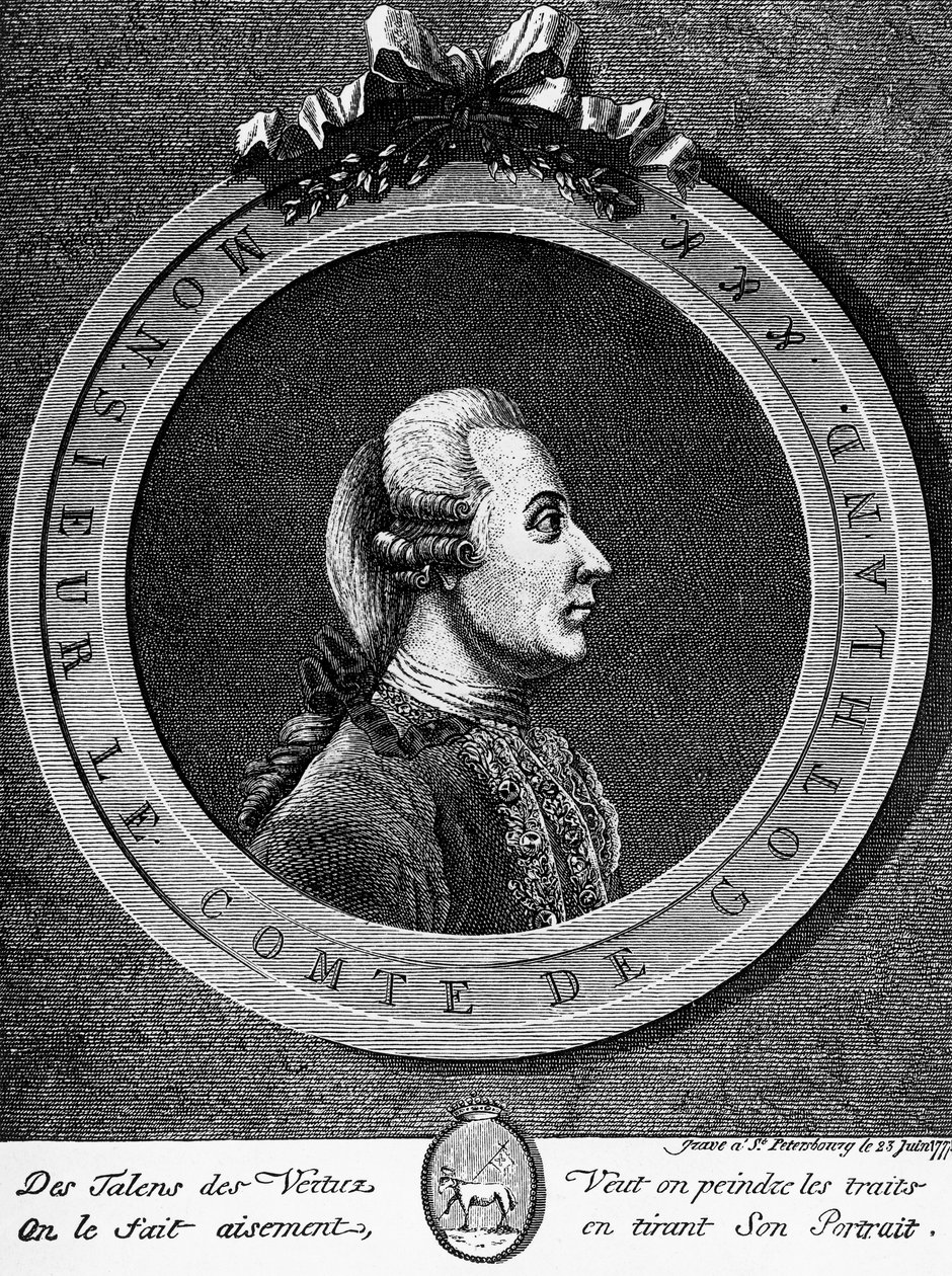 Portrait de Gustave III (1746-1792), roi de Suède à partir de 1771, gravure - Unbekannt Unbekannt