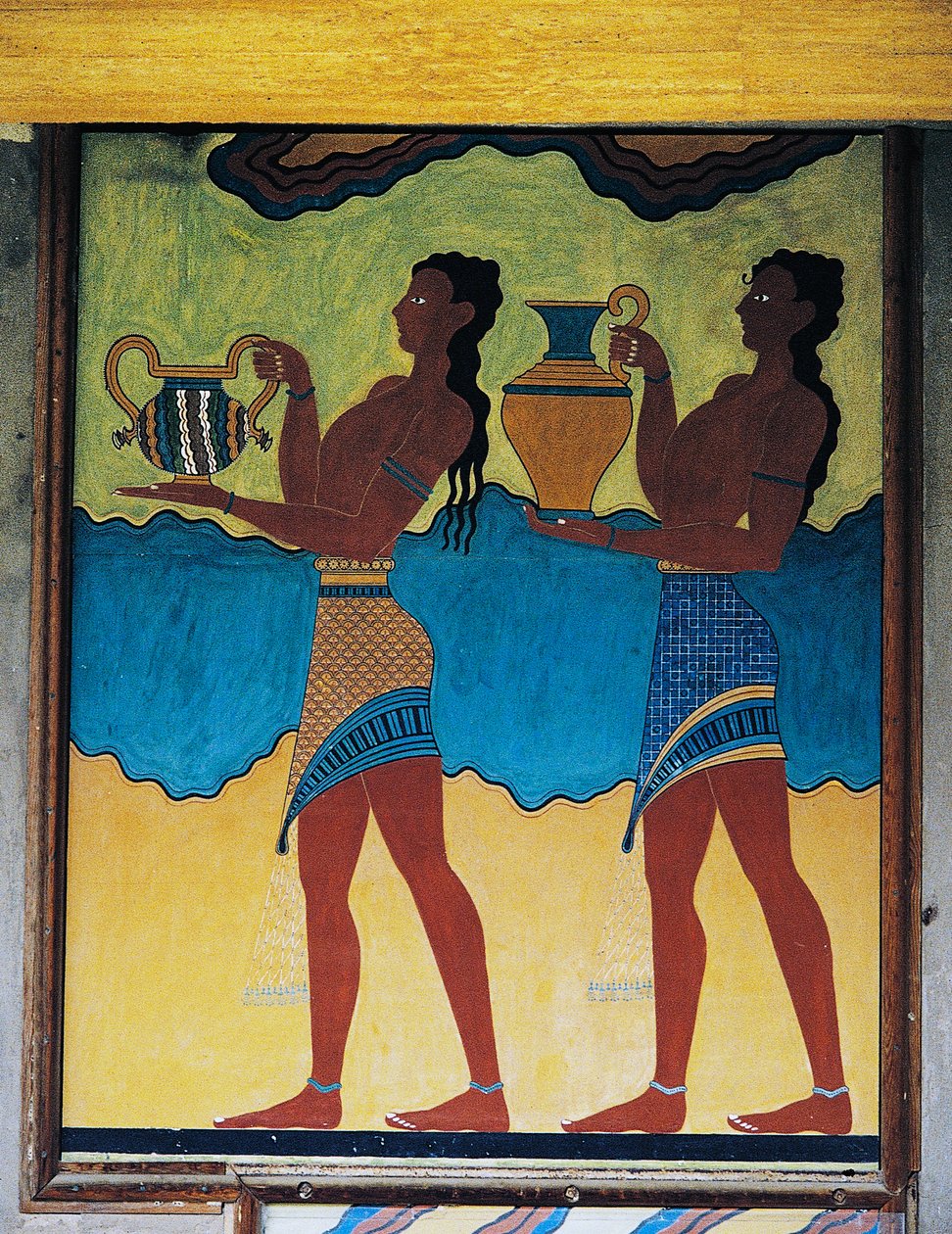 Serviteurs portant des vases, fresque dans le palais de Knossos, Crète, civilisation minoenne - Unbekannt Unbekannt