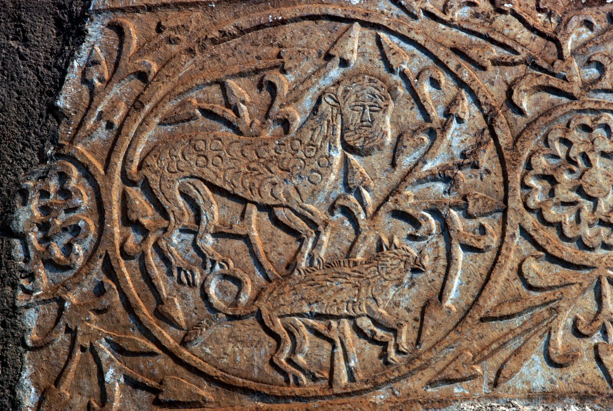 Relief en pierre représentant des animaux fantastiques, église de la Dormition de la Vierge (Panagia Skripou), Orchomène, Béotie, Grèce, IXe siècle - Unbekannt Unbekannt
