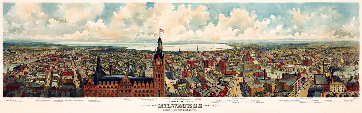 Vue panoramique de Milwaukee, Wis. Prise de la tour de l