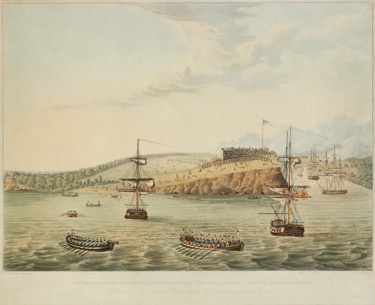 Attaque du Fort Oswego, Lac Ontario, Amérique du Nord. 6 mai 1814, midi, et prise d