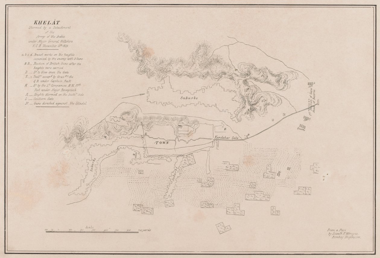 Croquis de la forteresse de Ghuznee. Pris d