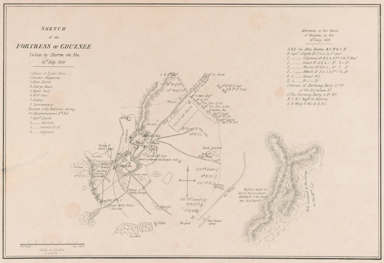Croquis de la forteresse de Ghuznee. Pris d