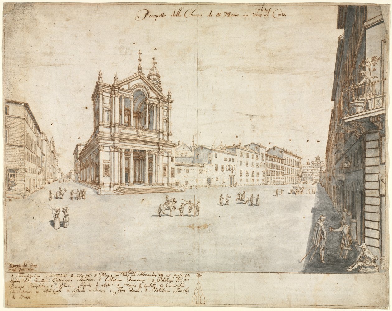 Dix-huit vues de Rome : Santa Maria in Via Lata - Lievin Cruyl