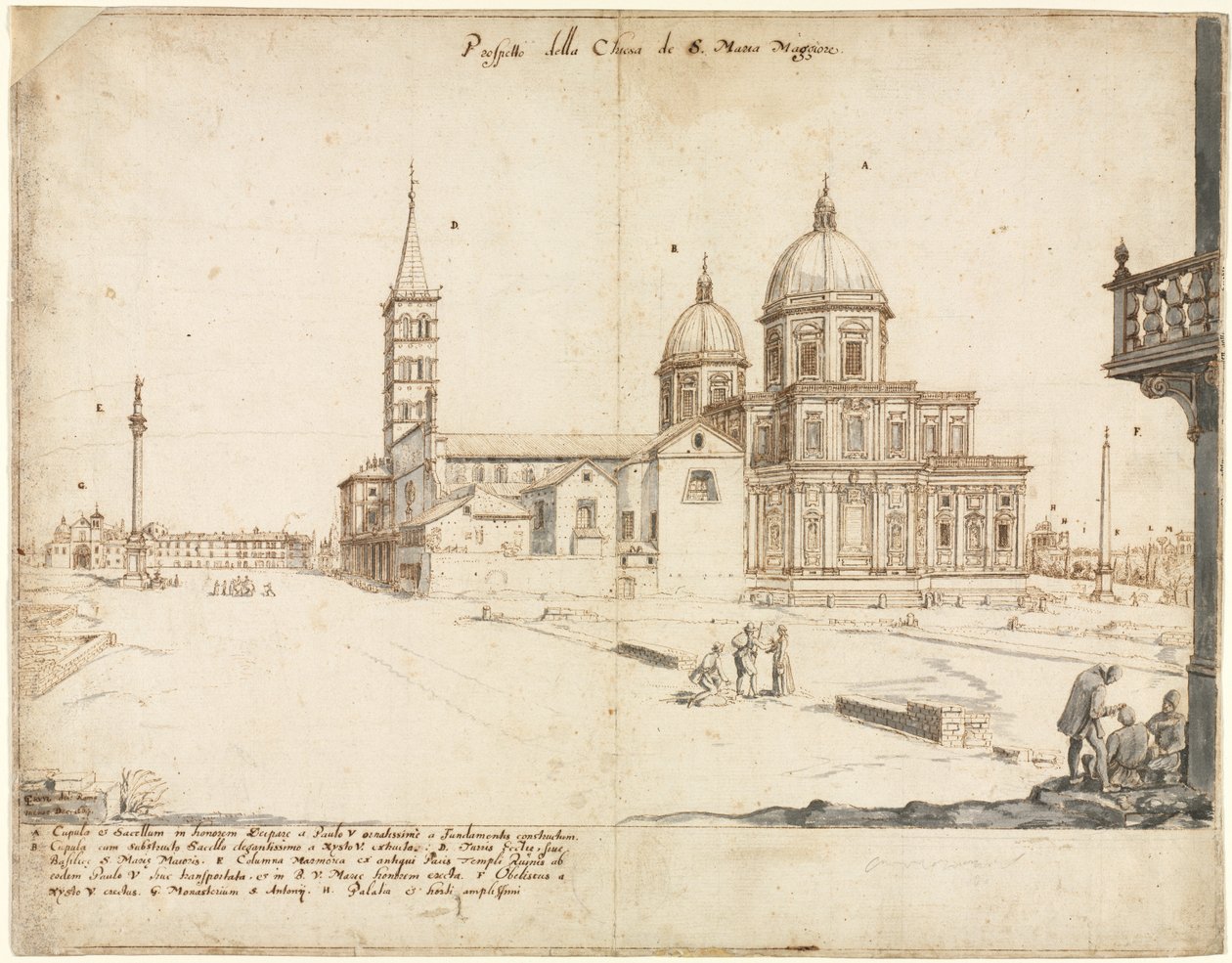 Dix-huit vues de Rome : La basilique de Santa Maria Maggiore, 1664 - Lievin Cruyl