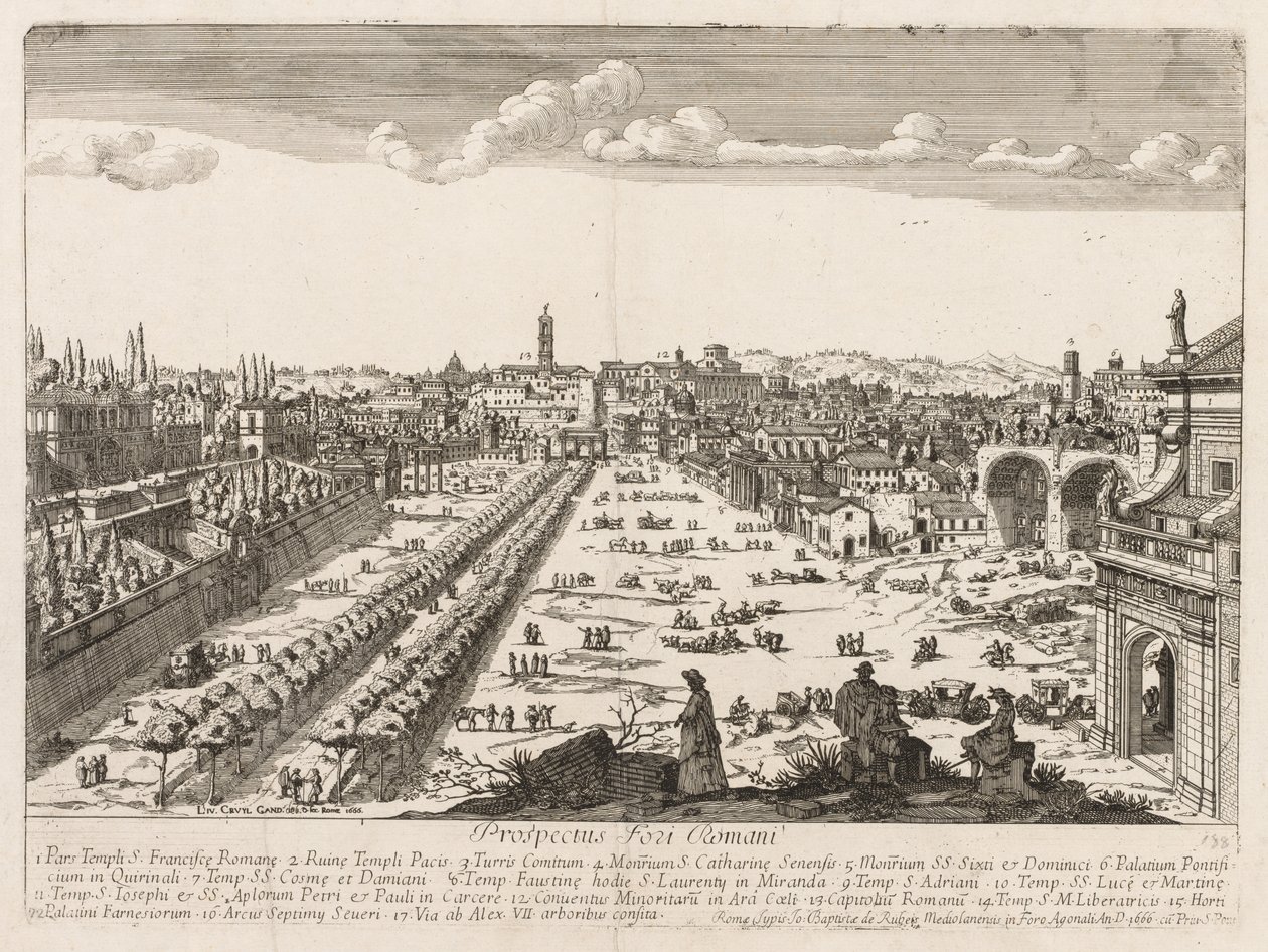 Foro Romano de "Prospectus Locurum Urbis Romae Insign[ium]" - Lievin Cruyl