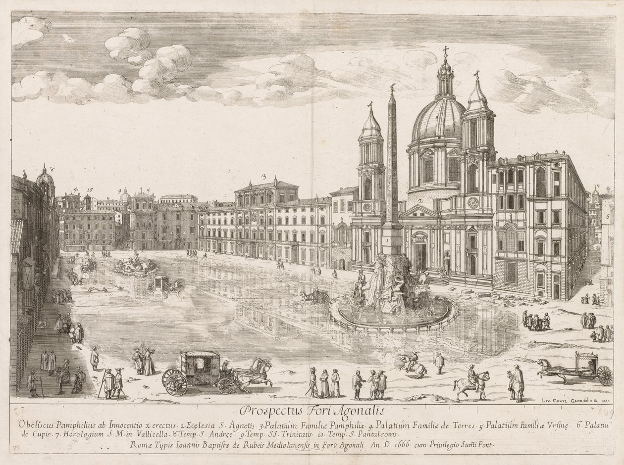 Piazza Navona de "Prospectus Locurum Urbis Romae Insign[ium]" - Lievin Cruyl