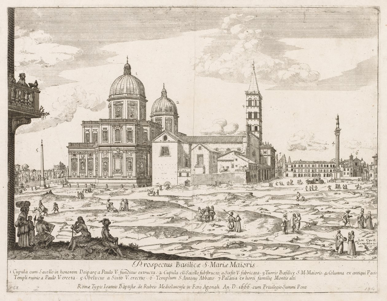 Santa Maria Maggiore de "Prospectus Locurum Urbis Romae Insign[ium]" - Lievin Cruyl