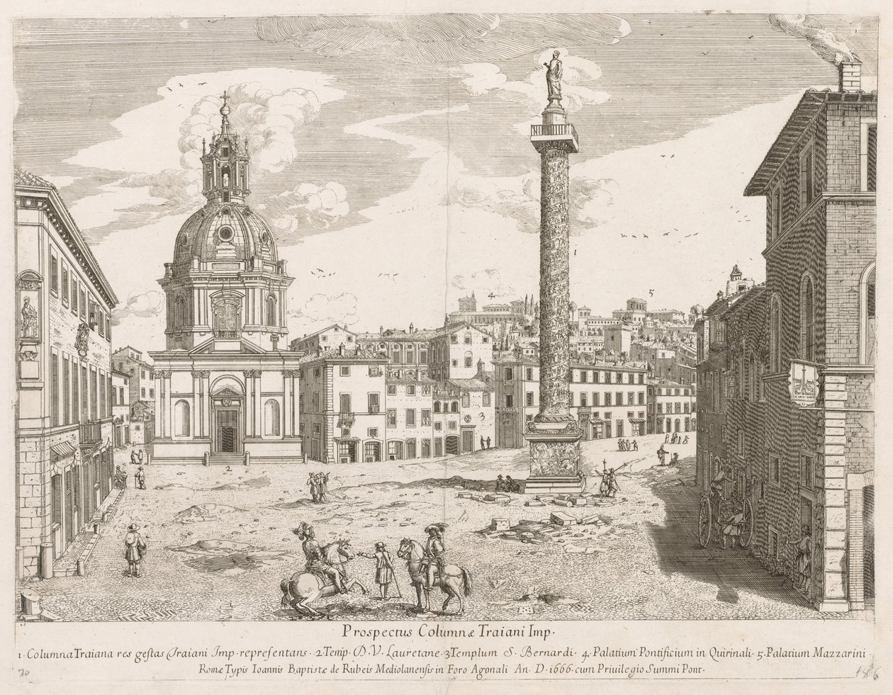 Colonne Trajane de "Prospectus Locurum Urbis Romae Insign[ium]" - Lievin Cruyl