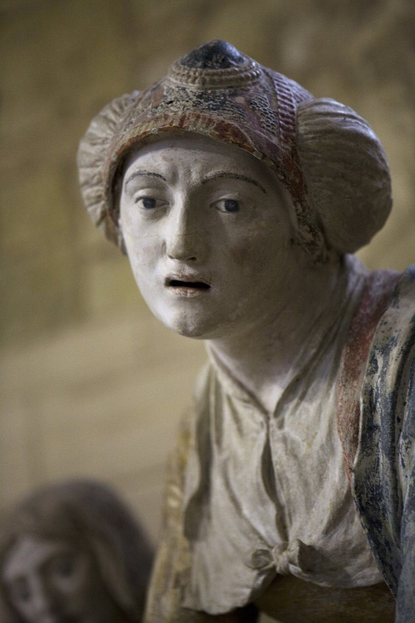 Sainte femme en bonnet (pierre peinte) - Ligier Richier