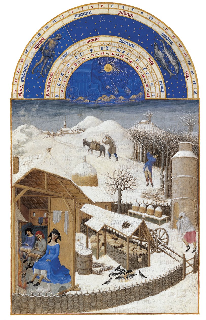 Février Les Très Riches Heures du duc de Berry, 1412-1416 - Limbourg Brothers