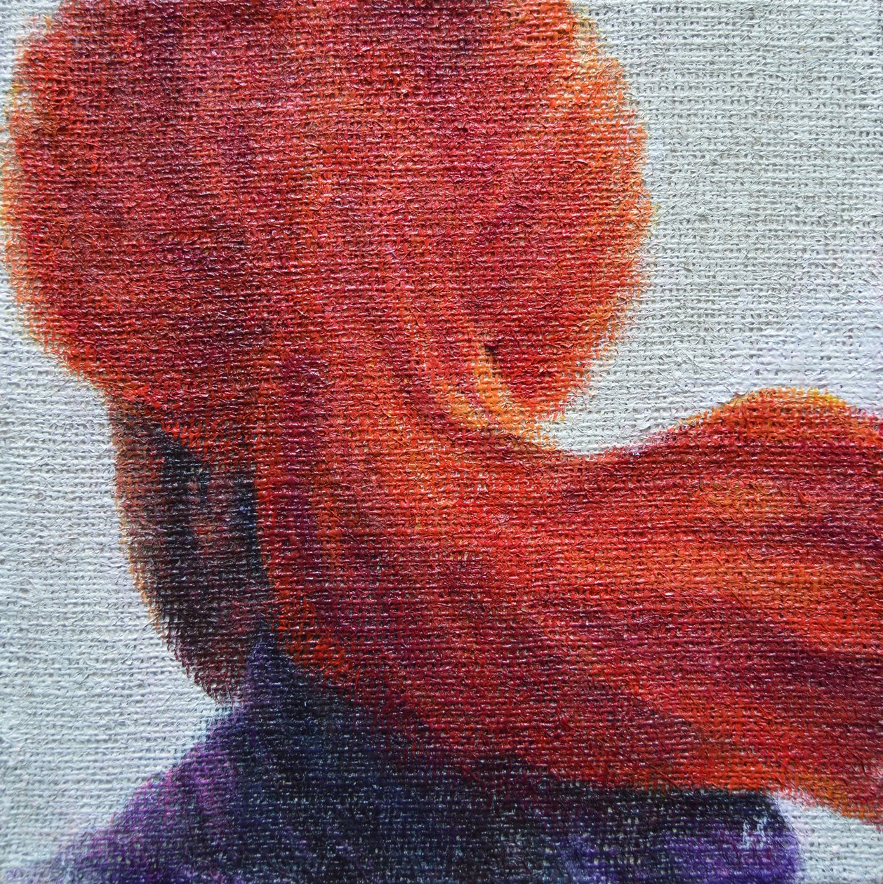 Turban orange sur toile de jute - Lincoln Seligman