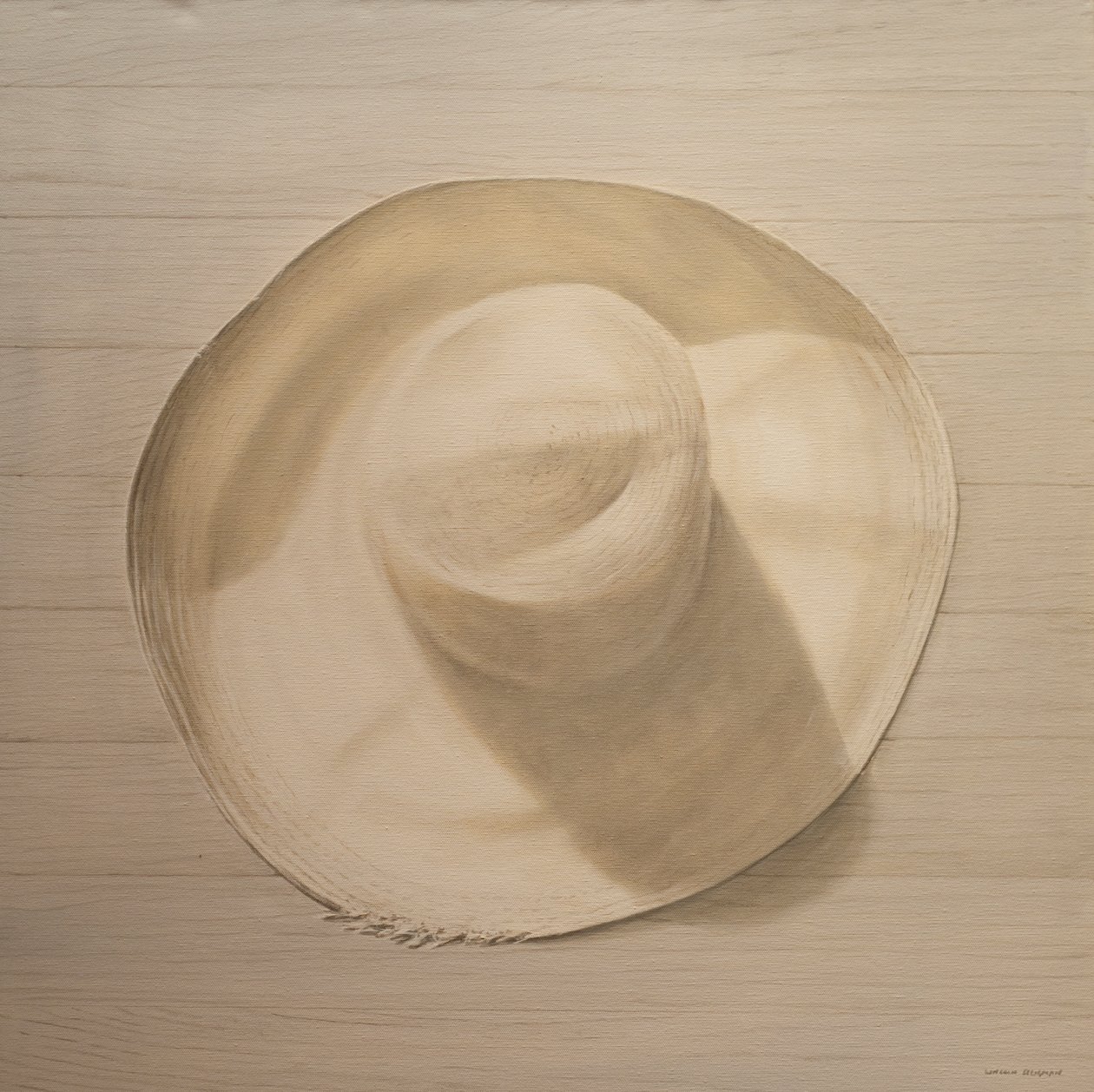 Chapeau de voyage sur table poussiéreuse, 2010 - Lincoln Seligman