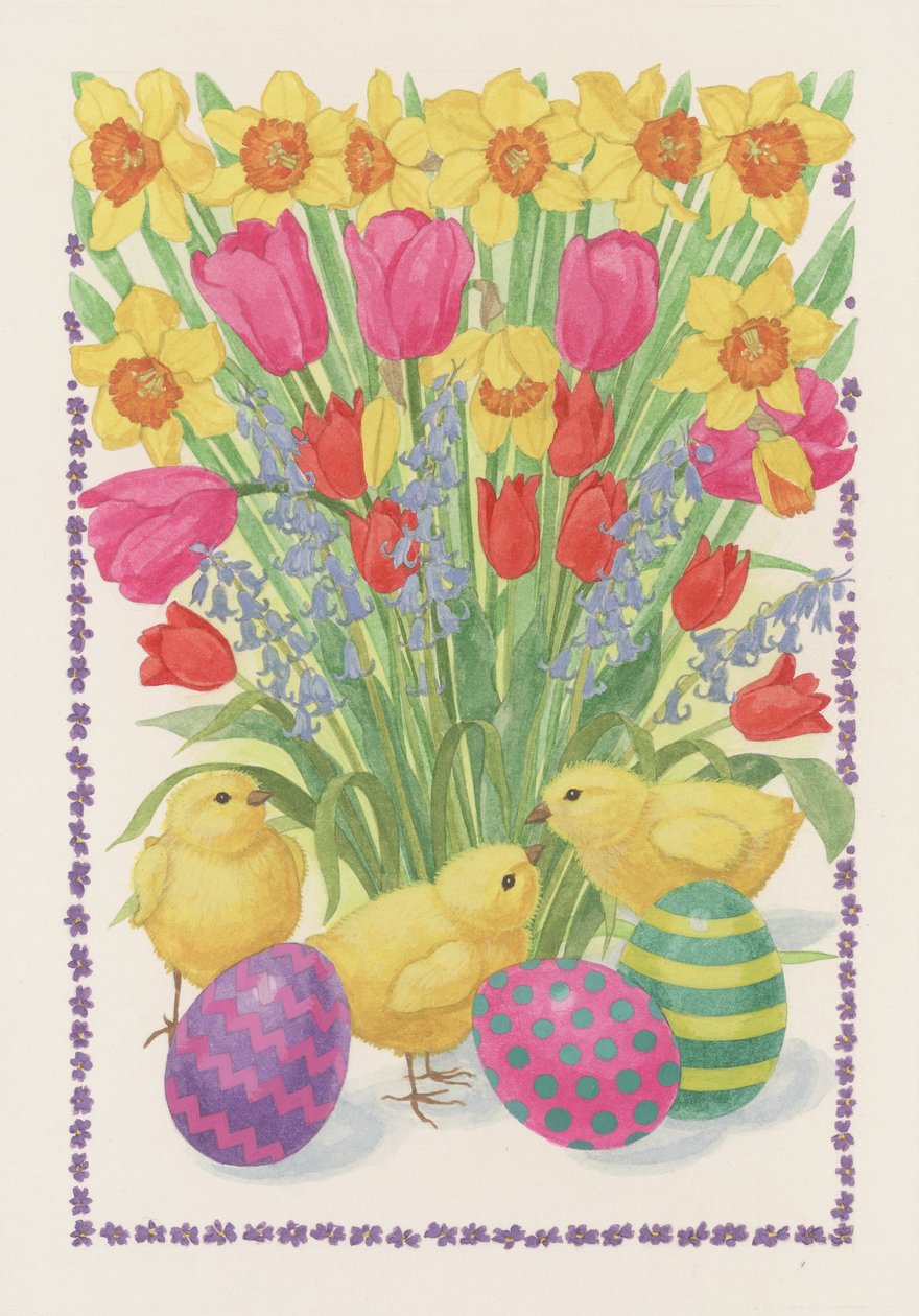 Poussins, œufs et fleurs, 1995 - Linda Benton