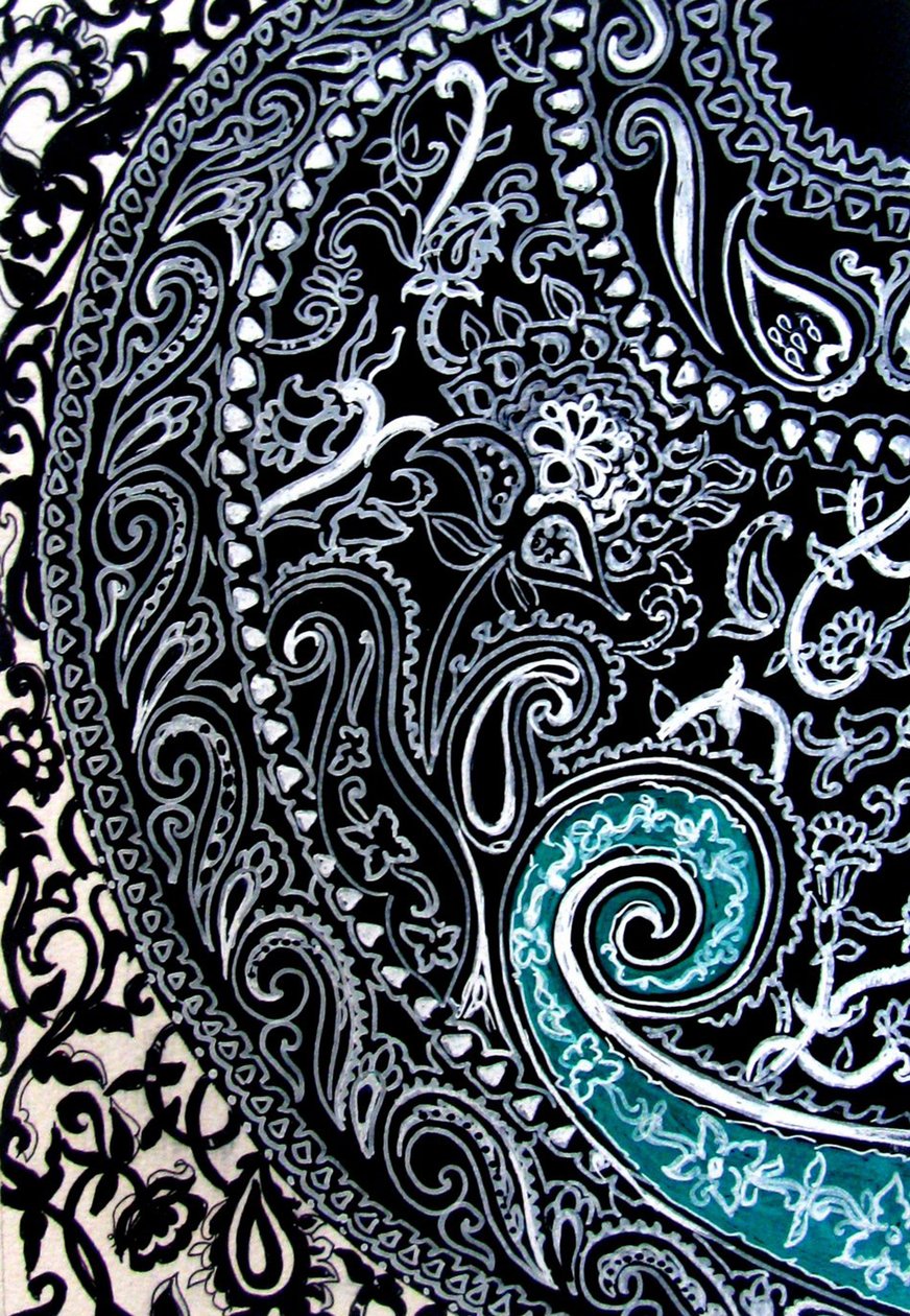 Étude Paisley, 2016 (Encre sur papier aquarelle) - linda arthurs